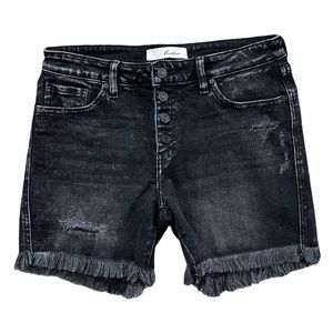 NWOT KANCAN Black Distressed Jean Shorts Size Large